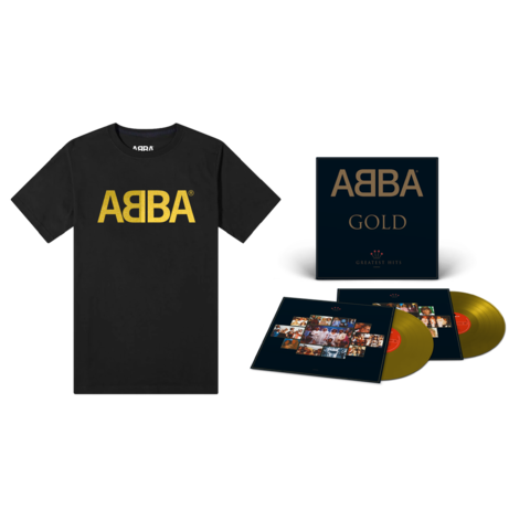 ABBA Gold Bundle von ABBA - Gold Coloured 2LP + Logo T-Shirt jetzt im uDiscover Store