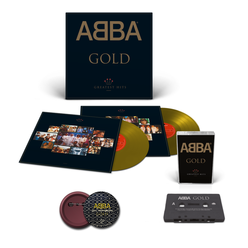 Gold (30th Anniversary) von ABBA - Gold Coloured 2LP + Black Cassette + Pin jetzt im uDiscover Store
