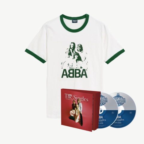 The Singles – The First Fifty Years by ABBA - 2CD + Abba Ringer Tee - shop now at uDiscover store