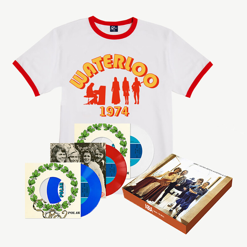 Waterloo von ABBA - 3 x 7" Boxset - Exclusive Coloured Vinyls + Ringer T-Shirt jetzt im uDiscover Store