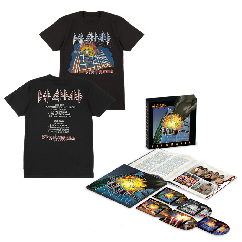 Pyromania by Def Leppard - 4CD + Blu Ray + Tracklist T-Shirt - shop now at uDiscover store
