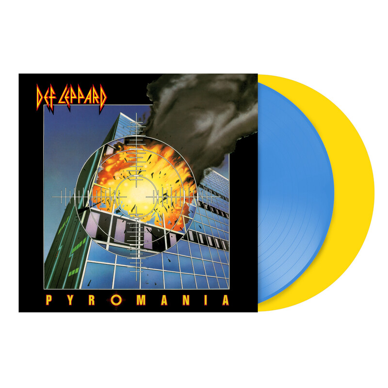 Pyromania by Def Leppard - 2LP -  Exclusive Blue & Yellow Coloured Vinyl - shop now at uDiscover store