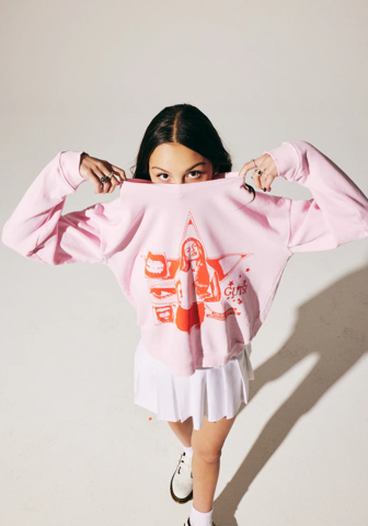 GUTS world tour crewneck pullover in pink by Olivia Rodrigo - Crewneck - shop now at uDiscover store