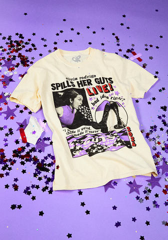 OR spills her GUTS live t-shirt in ivory by Olivia Rodrigo - T-Shirt - shop now at uDiscover store