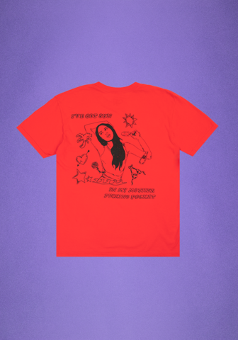 oversized sun in my mother fucking pocket t-shirt in red by Olivia Rodrigo - T-Shirt - shop now at uDiscover store