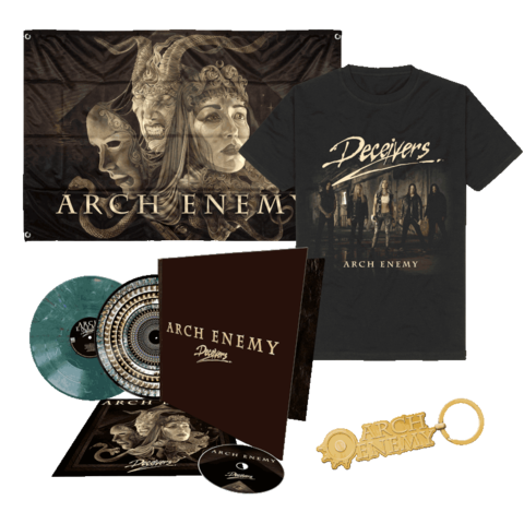 Deceivers by Arch Enemy - CD/LP Boxset + T-Shirt + Flag + Keyring - shop now at uDiscover store