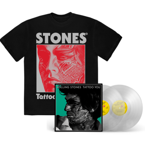 Tattoo You (40th Remastered Deluxe 2LP D2C / Store Exclusive Clear Vinyl) + Black Shirt by The Rolling Stones - LP-Bundle - shop now at uDiscover store