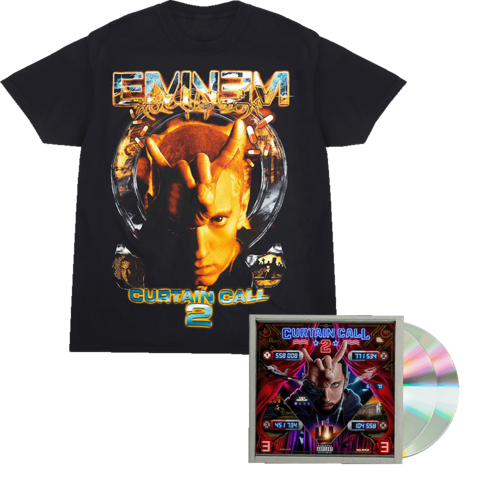 Curtain Call 2 by Eminem - CD + HORNS T-Shirt Bundle - shop now at uDiscover store