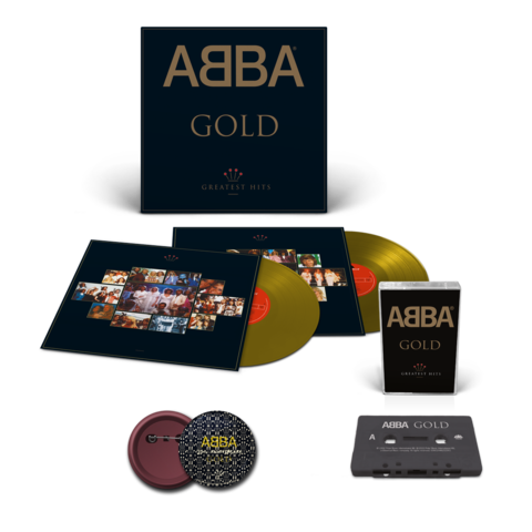 Gold (30th Anniversary) von ABBA - Gold Coloured 2LP + Black Cassette + Pin jetzt im uDiscover Store