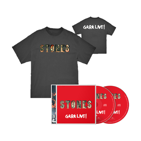 GRRR LIVE! by The Rolling Stones - 2CD + T-Shirt (Charcoal) - shop now at uDiscover store