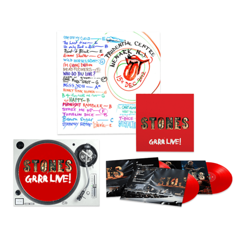 GRRR LIVE! by The Rolling Stones - Exklusive 3LP Red + Slipmat + Ronnie Wood Setlist Lithograph - shop now at uDiscover store