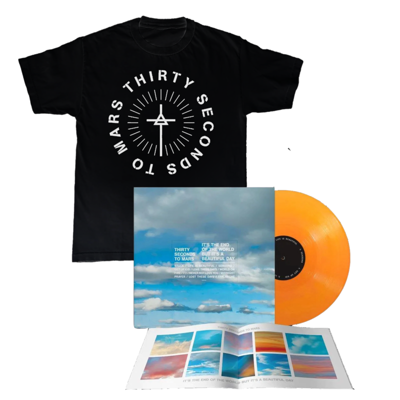 Thirty Seconds To Mars - It’s The End Of The World But It’s A Beautiful Day - Excl. Opaque Orange Vinyl + Shirt by Thirty Seconds To Mars - Exclusive Coloured Vinyl + Shirt - shop now at uDiscover store